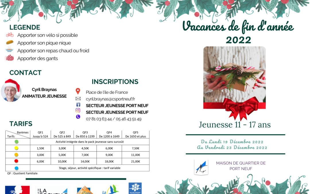 Jeunesse – Vacances de fin d’année 2023