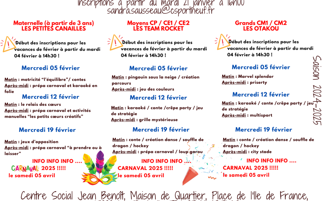 Programme des mercredis de Février 2025