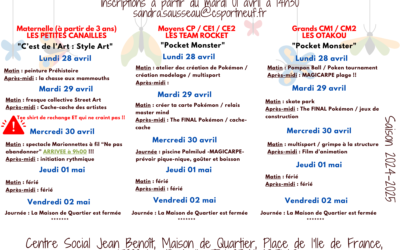 Programme des vacances d’Avril 2025