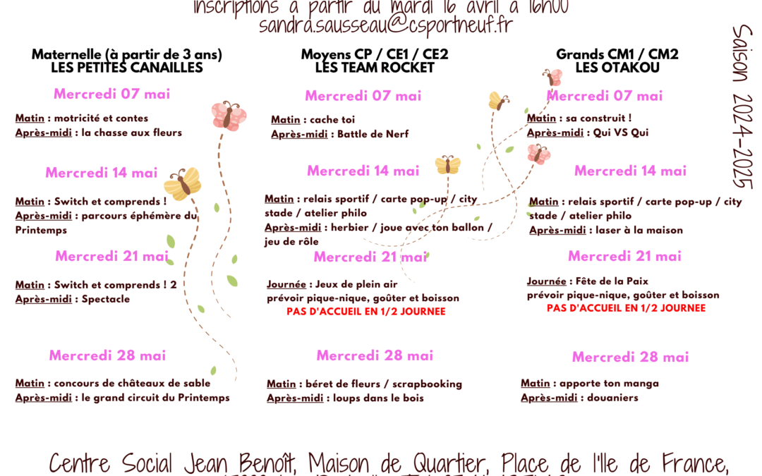 Programme des mercredis de mai 2025