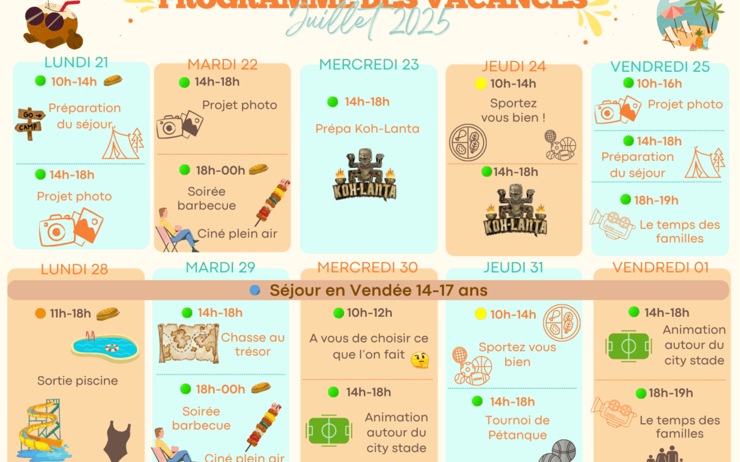 Programme du secteur jeunesse pour les vacances d’été 2025 – Semaine 2