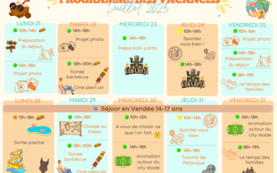 Programme du secteur jeunesse pour les vacances d’été 2025 – Semaine 2