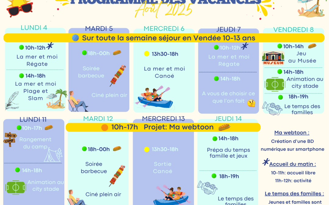 Programme du secteur jeunesse pour les vacances d’été 2025 – Semaine 3