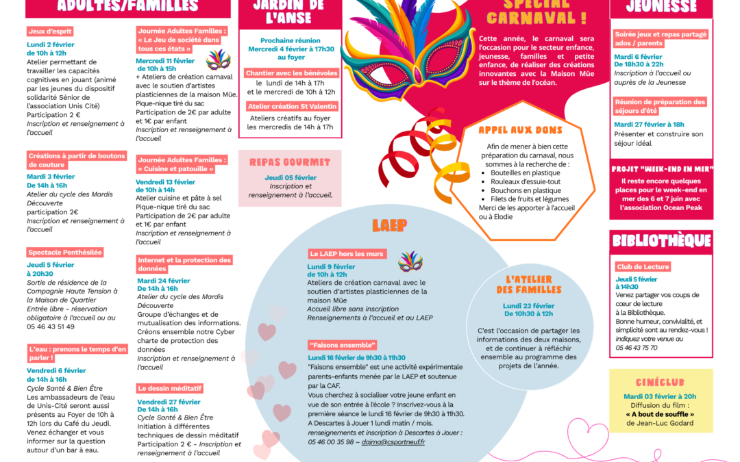 Plaquette mensuelle de février 2026