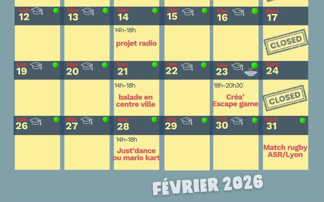 Programme/jeunesse des mercredis de janvier/février 2026