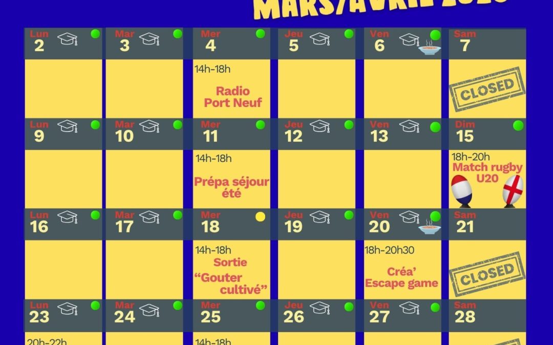 Programme/jeunesse des mercredis de février et mars 2026