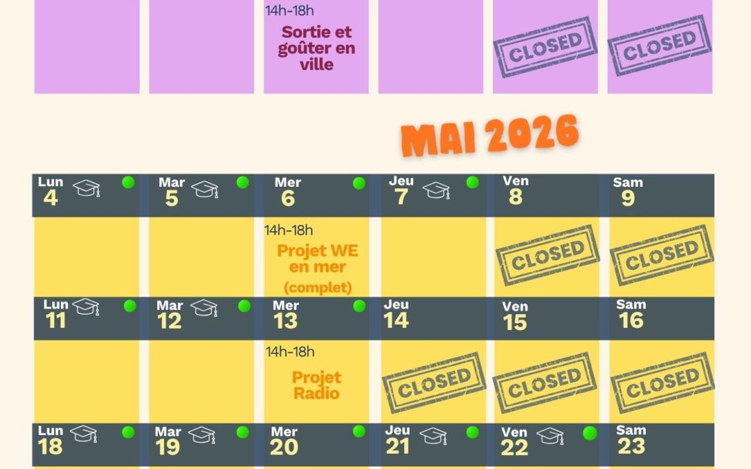 Programme/jeunesse des mercredis d&rsquo;avril et mai 2026