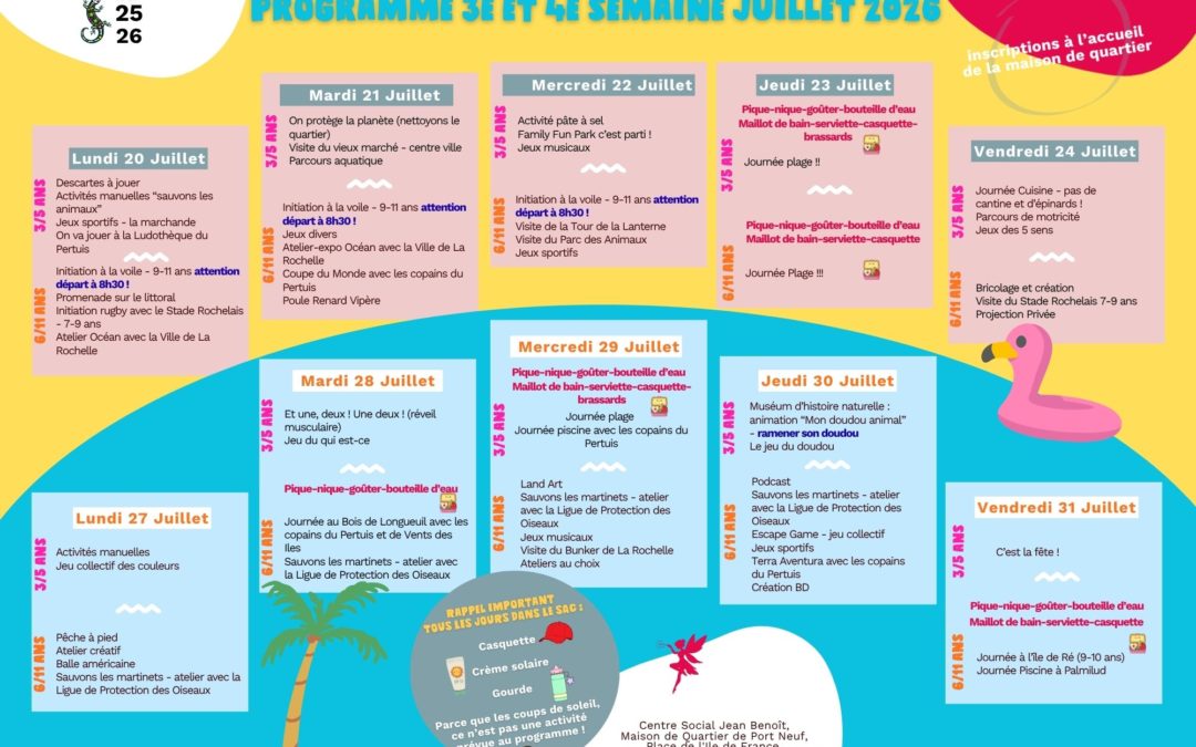 Programme/enfance 3eme & 4eme semaine Juillet 2026