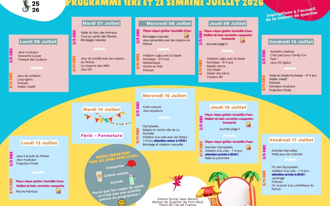 Programme/enfance 1ere & 2eme semaine Juillet 2026